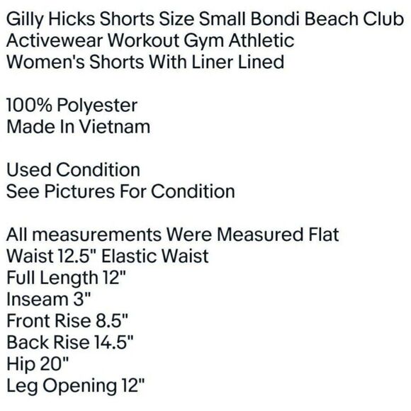 Gilly Hicks Shorts Size Small Bondi Beach Club Activewear Workout Gym Athletic - Picture 6 of 6